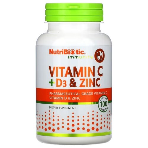 NutriBiotic Immunity Vitamin C+D3 & Zinc ( C + D3  ) 100  1600