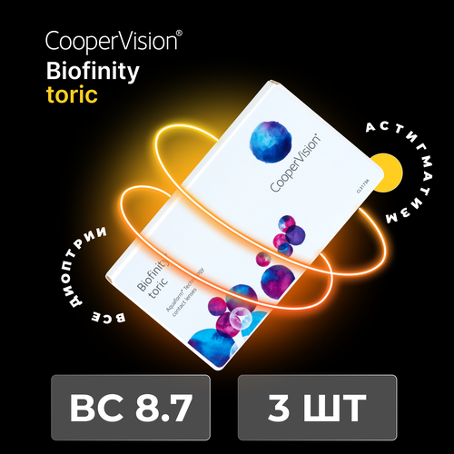   CooperVision Biofinity Toric., 3 ., R 8,7, D -3,CYL:-0,75,A:180, , 1 ., ,    2490 