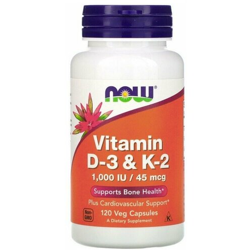 Now Foods Vitamin D-3 1000 IU Vitamin K-2 45 mcg 120  1856