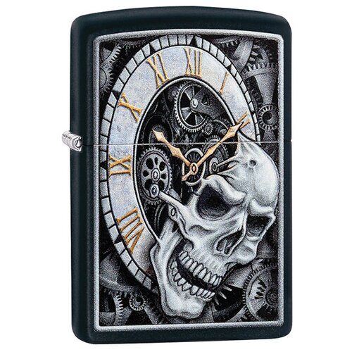  Zippo 29854 Skull Clock Design Black Matte 7990